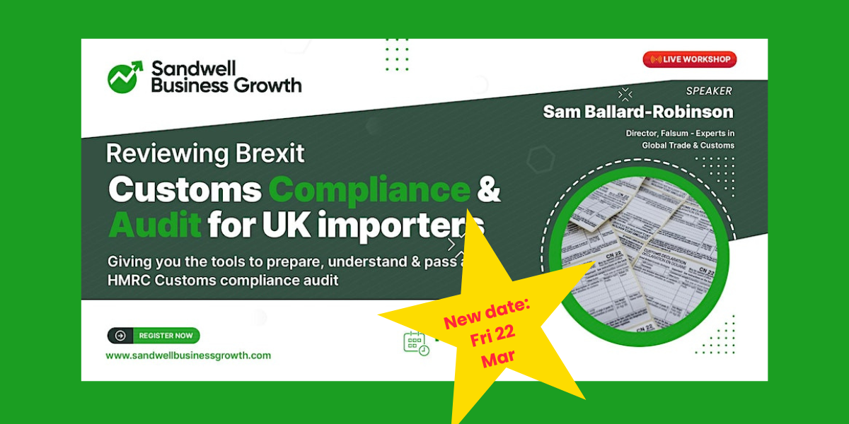 Reviewing Brexit: customs compliance and audit for UK importers workshop – new date