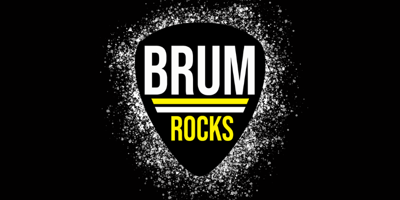 Brum Rocks logo in a plectrum shape